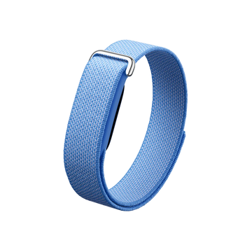 Blue woven band on a light gray background