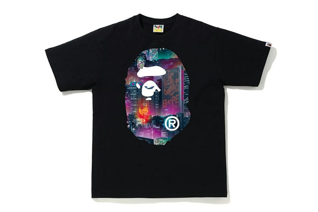 BAPE Neon Tokyo Big Ape Head Tee Black – Black