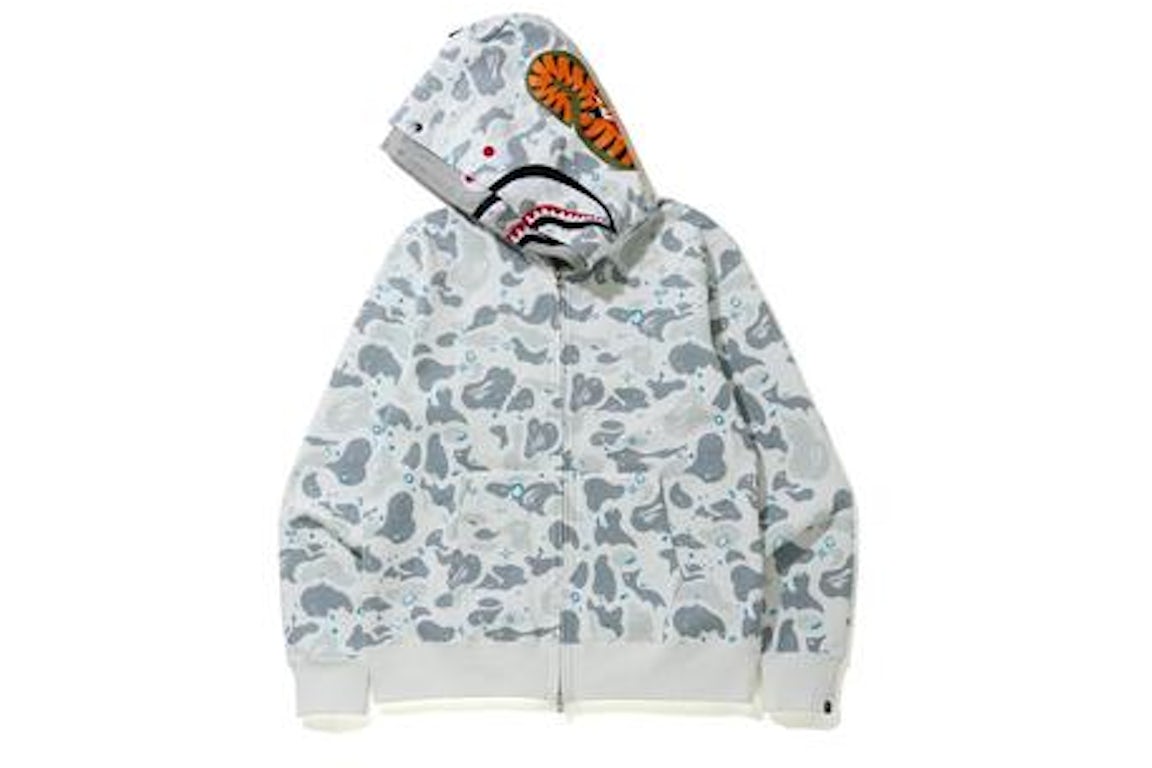 BAPE shark double zip-up white camo hoodie A Bathing Ape
