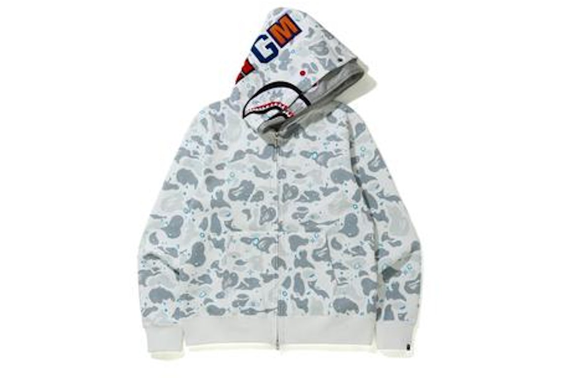 BAPE shark double zip-up white camo hoodie A Bathing Ape