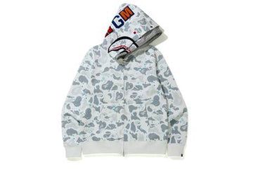 BAPE shark double zip-up white camo hoodie A Bathing Ape