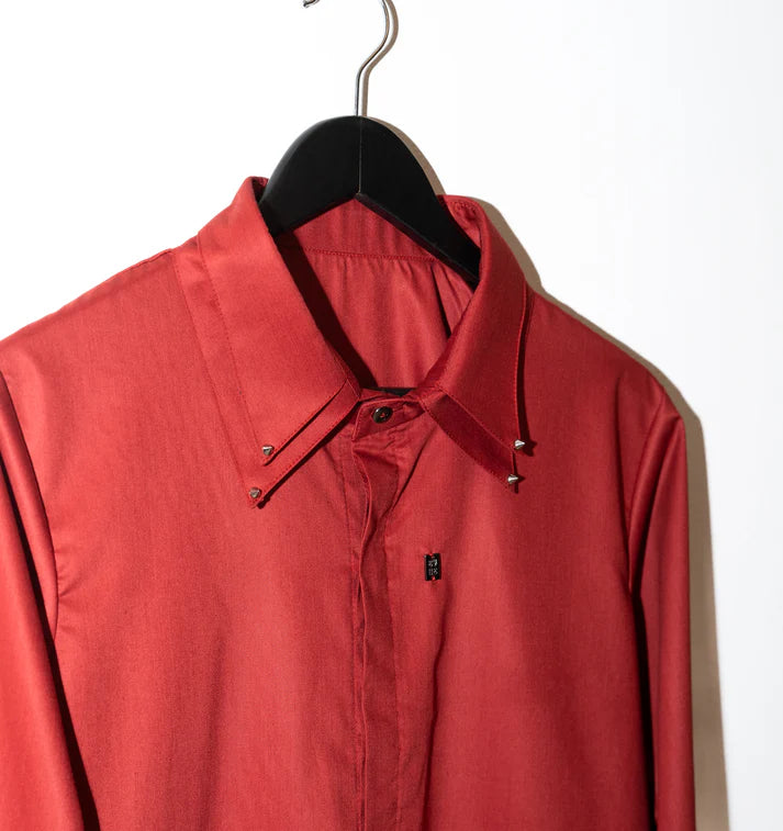 Red Cotton Sateen Shirt Male