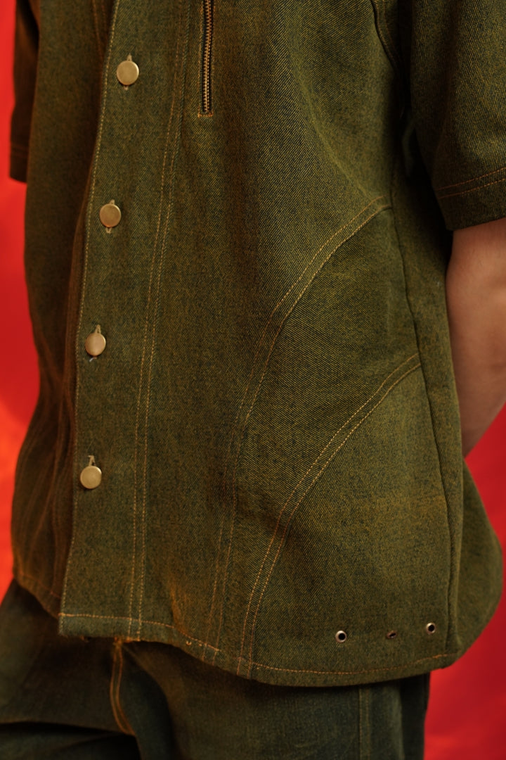 Unisex washed Denim Shirt with seams