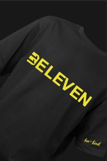 3Eleven Bee Kind Vivid Black Unisex Drop Shoulder Tshirt