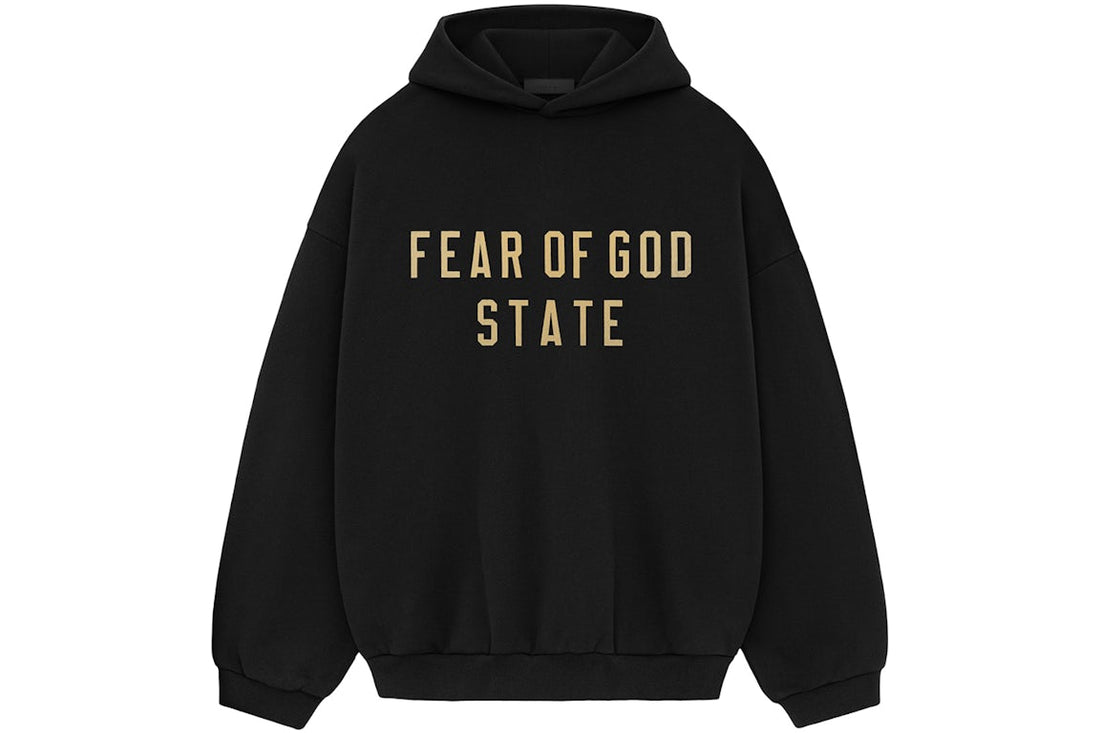 essential ss25 black & gold hoodie streetwear apparel