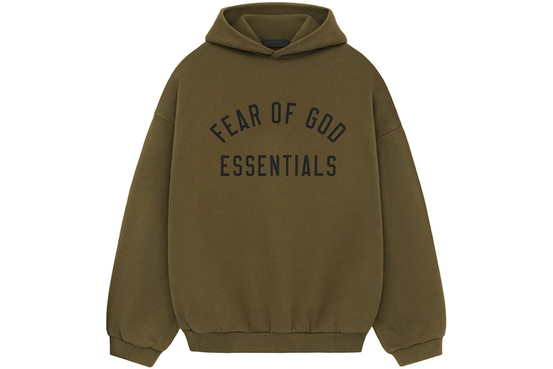 essential ss25 dark olive hoodie streetwear apparel