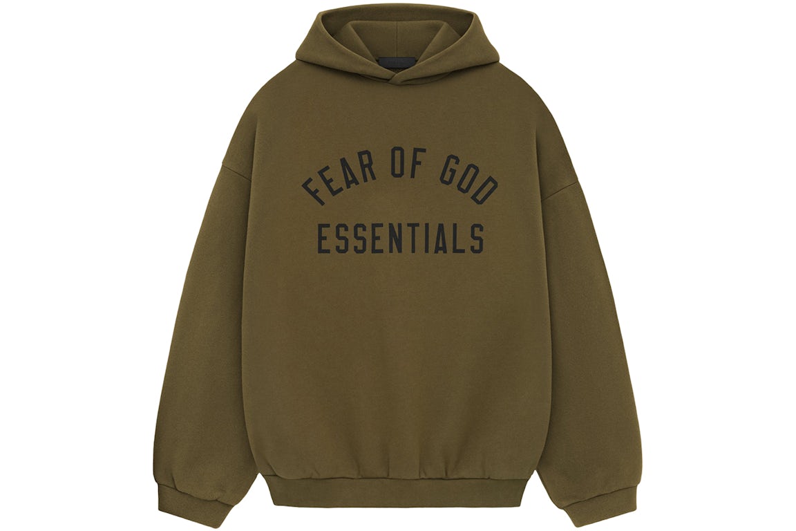 essential ss25 dark olive hoodie streetwear apparel