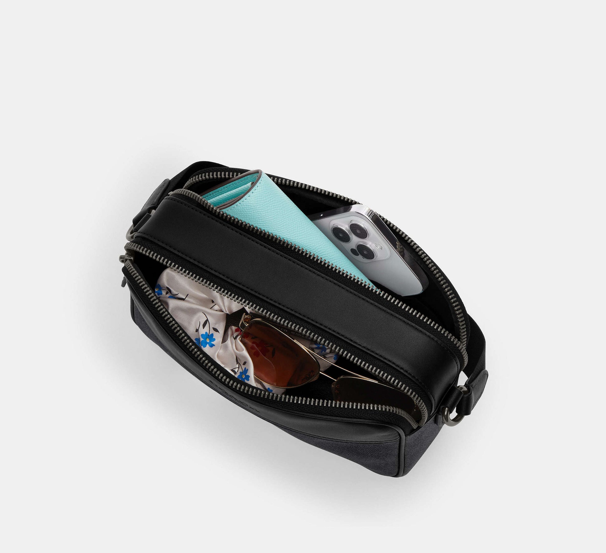 Coach Graham Crossbody Bag In Signature Canvas Charcoal/Black - Front View | Authentic Coach Luxury Accessories