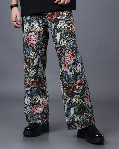 STRAIGHT FIT FLORAL JACQUARD PANT