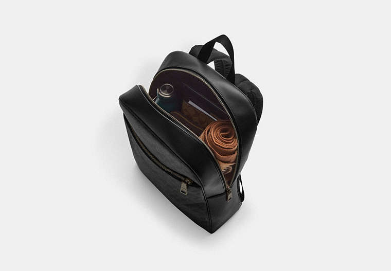 Coach Owen Backpack In Signature Canvas Black - Front View | Authentic Coach Luxury Accessories