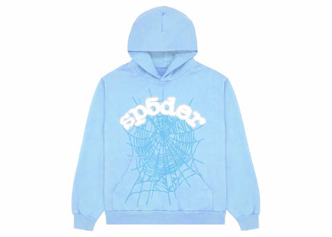 sp5der web hoodie sky blue