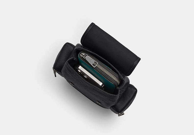 Coach Sprint Sling Pack Pebbled Leather Black - Front View | Authentic Coach Luxury Accessories