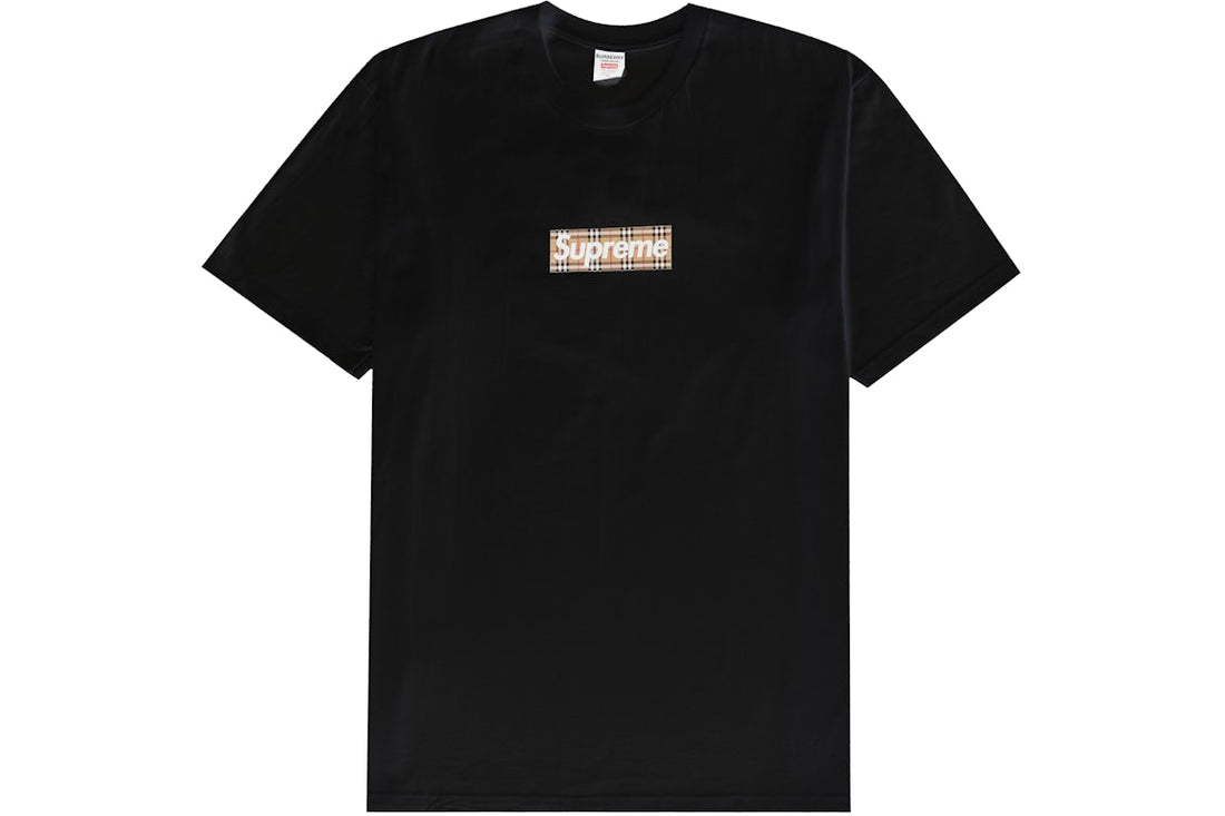 Supreme x Burberry Box Logo Tee Black – Front View