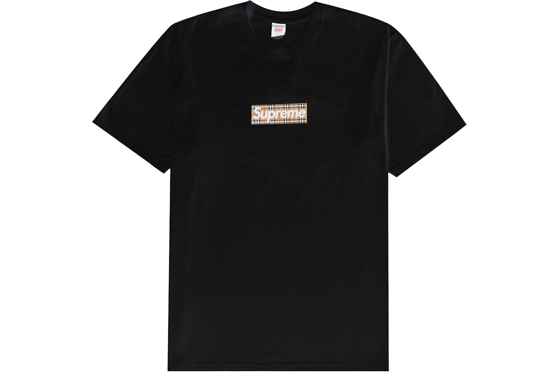 Supreme x Burberry Box Logo Tee Black – Front View