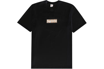 Supreme x Burberry Box Logo Tee Black – Front View
