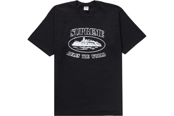 Supreme x Corteiz Rules The World Tee Black – Front View