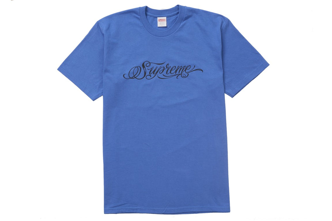 Supreme Script Blue FW24 t-shirt graphic tee front view