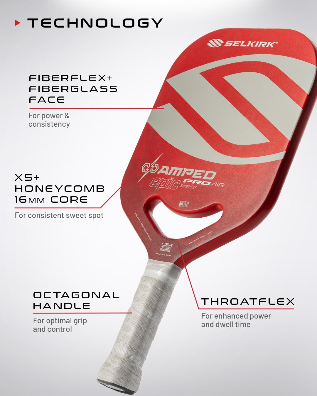 Selkirk AMPED Pro Air - Epic - Pickleball Paddle - Red – Red (12)