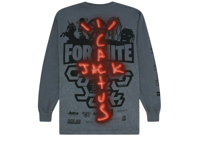 Travis Scott Back Bling L/S Tee Washed Grey – Washed Grey