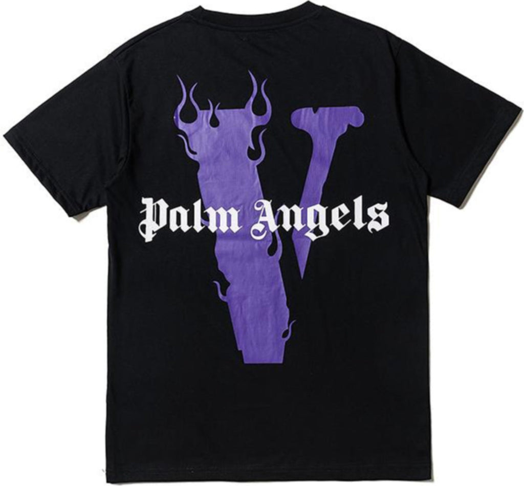 Vlone x Palm Angels Logo T-Shirt 'Black/Purple' S