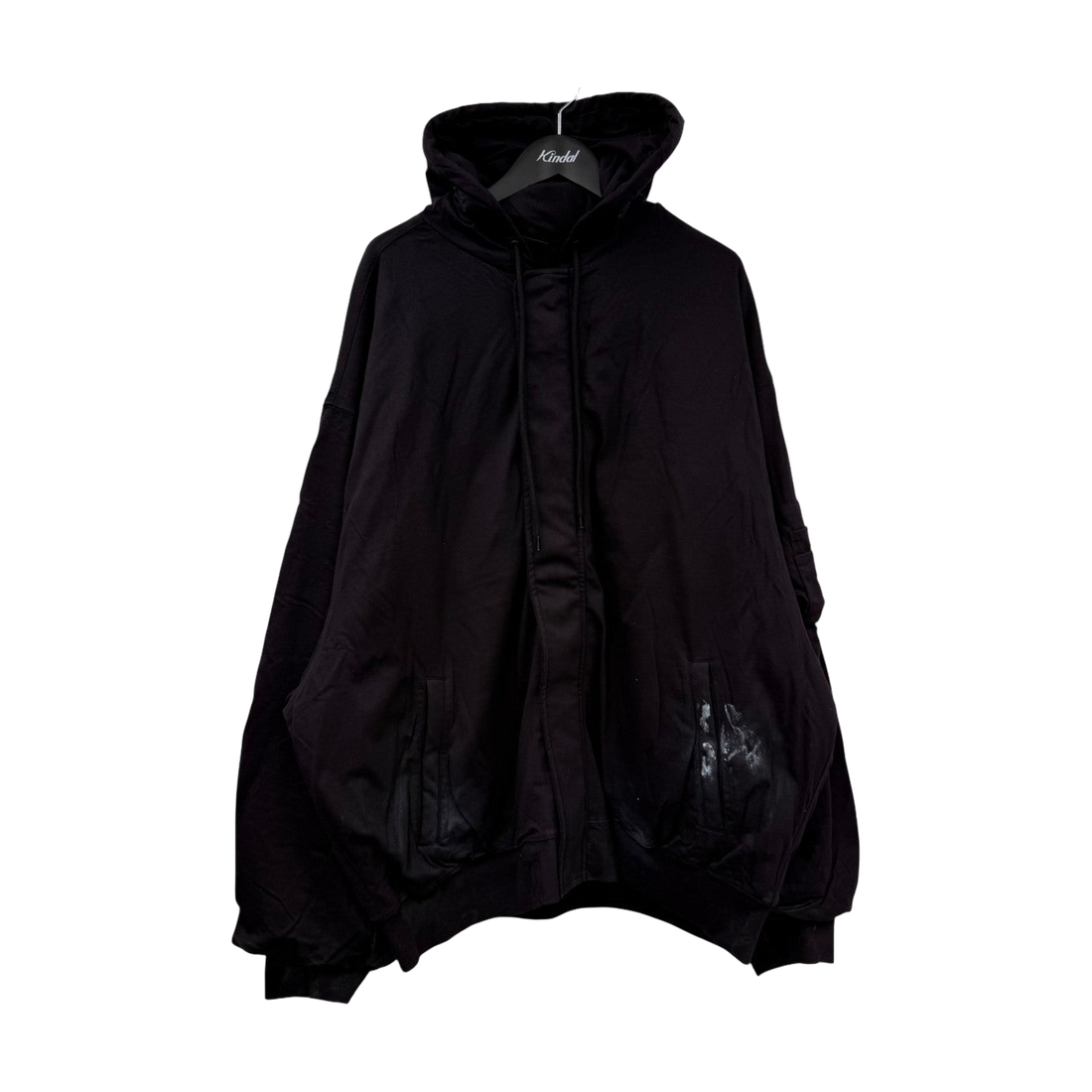Balenciaga Painted Hooded Bomber Jacket Dark Navy
