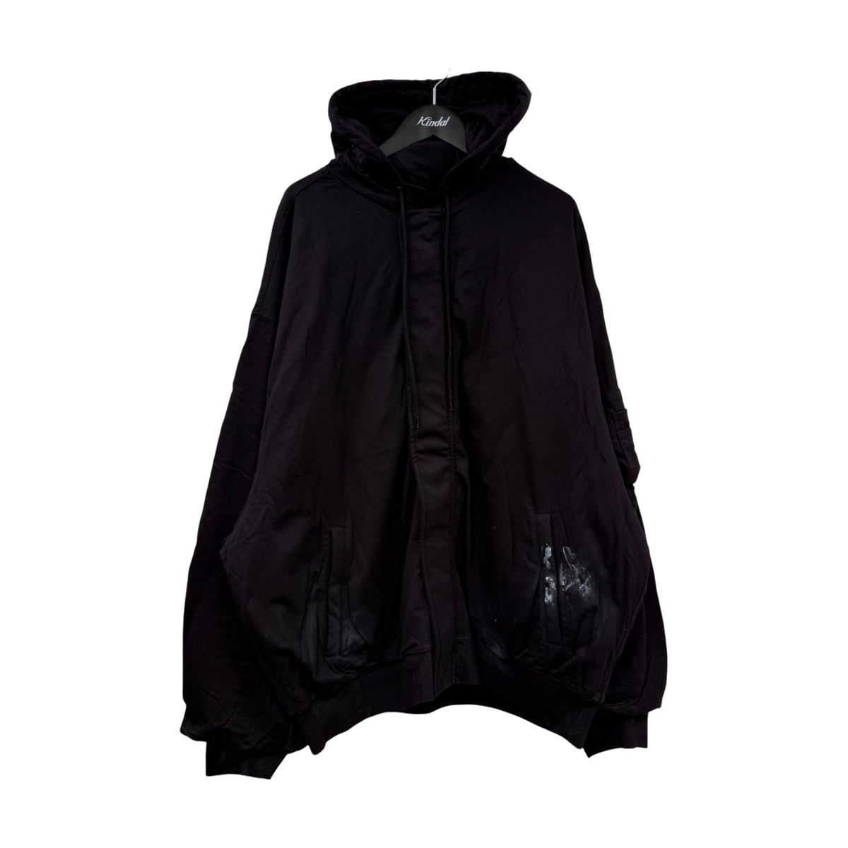 Balenciaga Painted Hooded Bomber Jacket Dark Navy