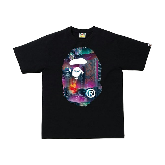 BAPE Neon Tokyo Big Ape Head Tee Black – Black