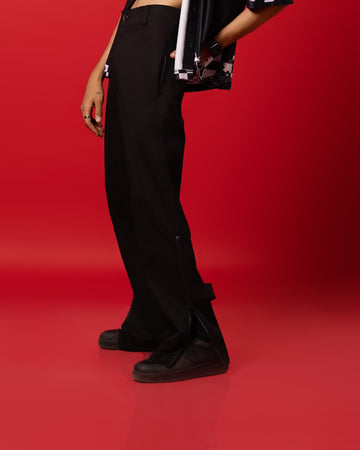 Black Baggy Zipper Pants