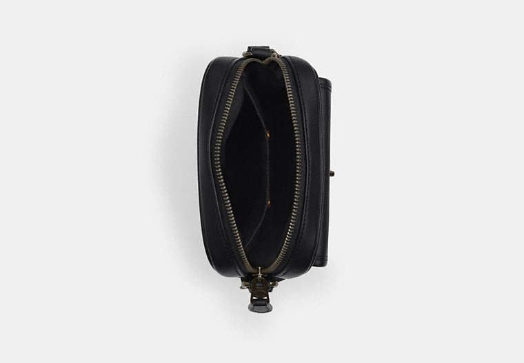 Coach Turnlock Crossbody Bag In Signature Canvasc Charcoal/Black in gray - Front View | Authentic Coach Luxury Accessories