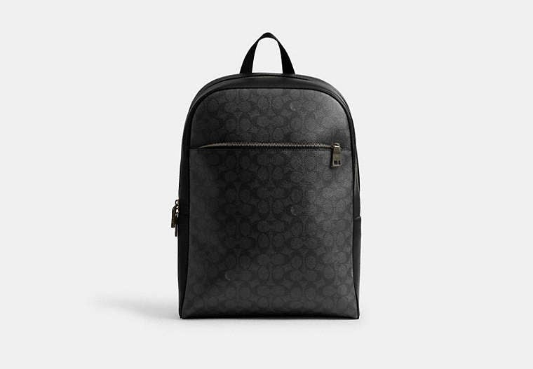Coach Owen Backpack In Signature Canvas Black - Front View | Authentic Coach Luxury Accessories