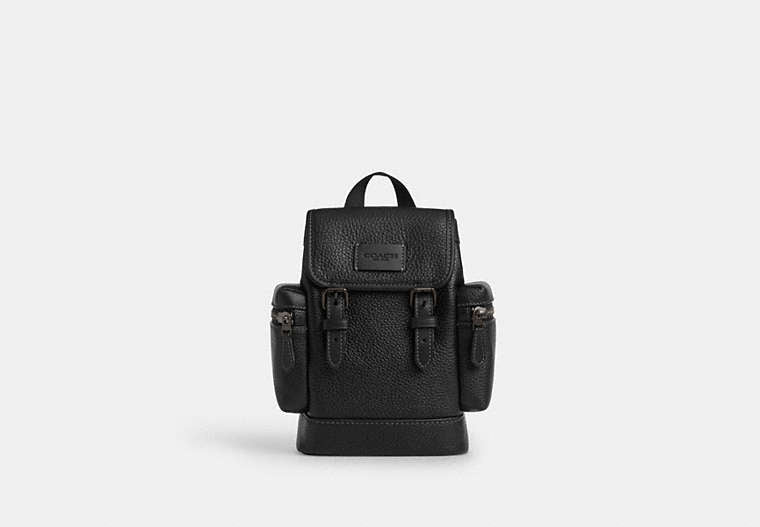 Coach Sprint Sling Pack Pebbled Leather Black - Front View | Authentic Coach Luxury Accessories