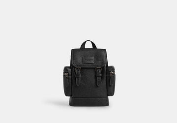 Coach Sprint Sling Pack Pebbled Leather Black - Front View | Authentic Coach Luxury Accessories