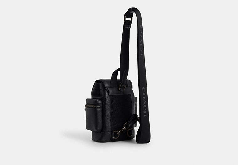 Coach Sprint Sling Pack Pebbled Leather Black - Front View | Authentic Coach Luxury Accessories