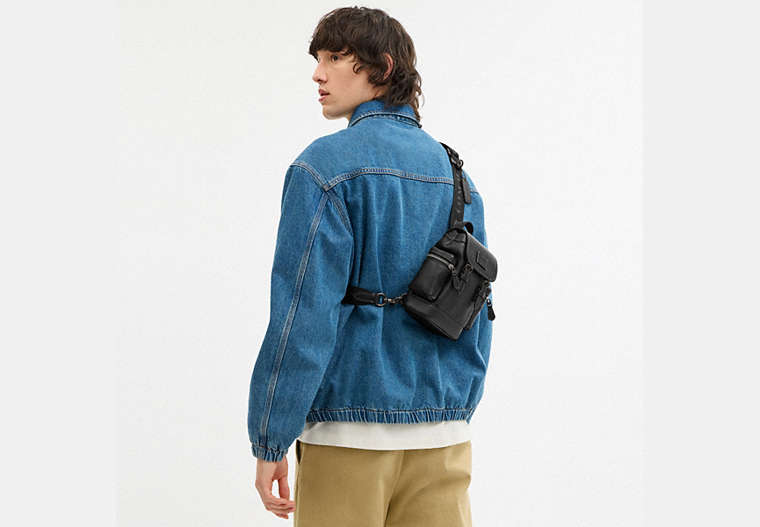 Coach Sprint Sling Pack Pebbled Leather Black - Front View | Authentic Coach Luxury Accessories