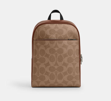 Coach Owen Backpack In Signature Canvas Vintage Brown - Front View | Authentic Coach Luxury Accessories