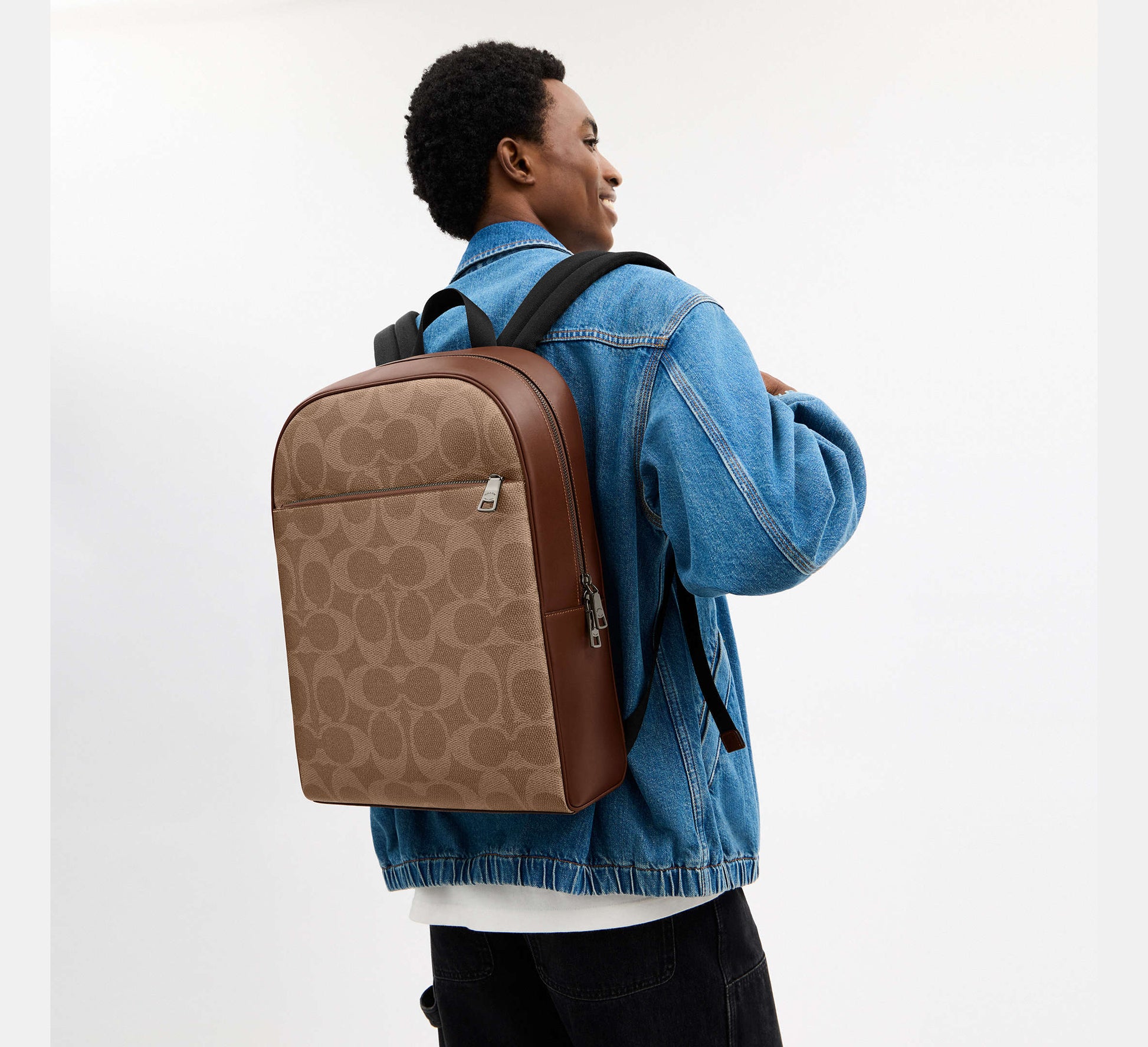 Coach Owen Backpack In Signature Canvas Vintage Brown - Front View | Authentic Coach Luxury Accessories