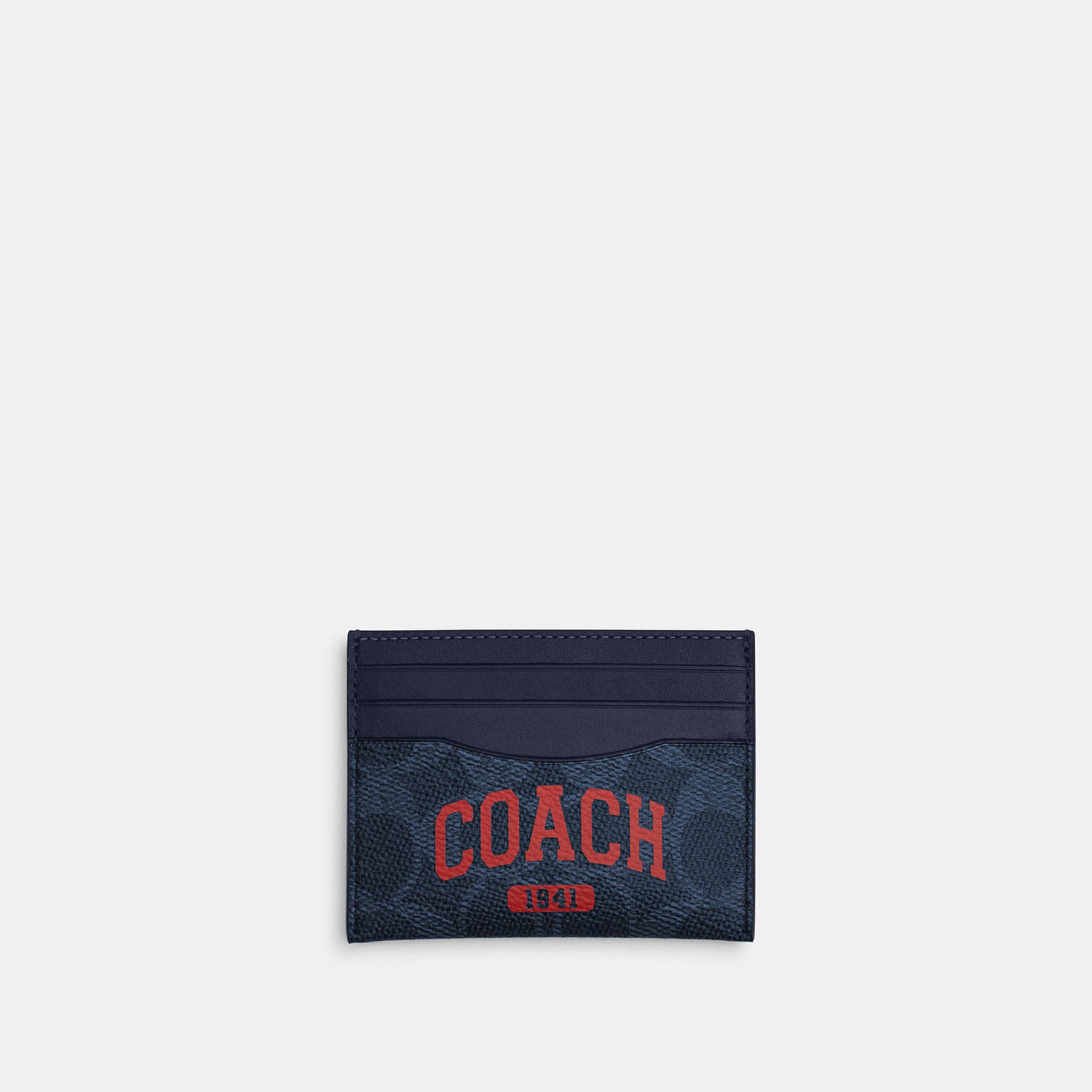Coach Slim Id Card Case In Signature Canvas With Coach Graphic - Front View | Authentic Coach Luxury Accessories