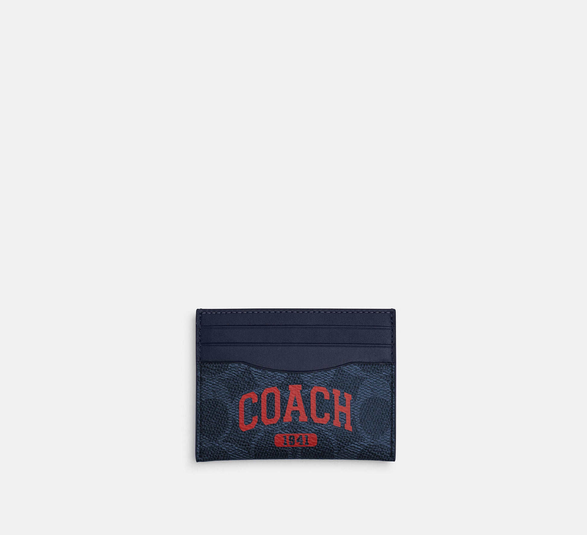 Coach Slim Id Card Case In Signature Canvas With Coach Graphic - Front View | Authentic Coach Luxury Accessories