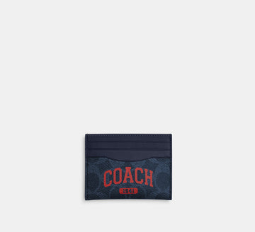 Coach Slim Id Card Case In Signature Canvas With Coach Graphic - Front View | Authentic Coach Luxury Accessories