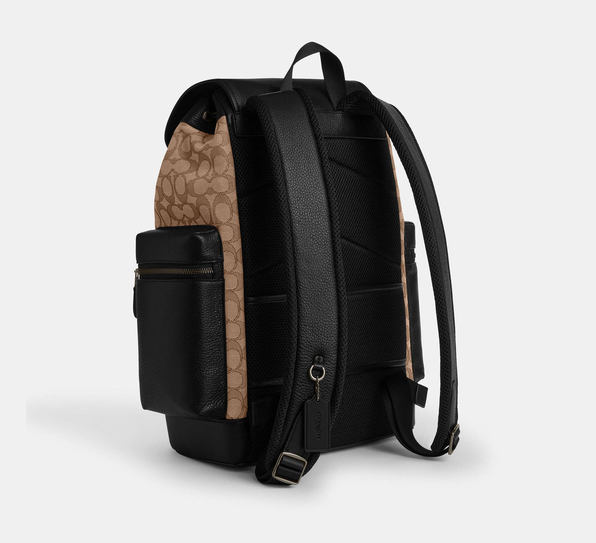 Coach Sprint Backpack In Signature Jacquard Tan/Black - Front View | Authentic Coach Luxury Accessories