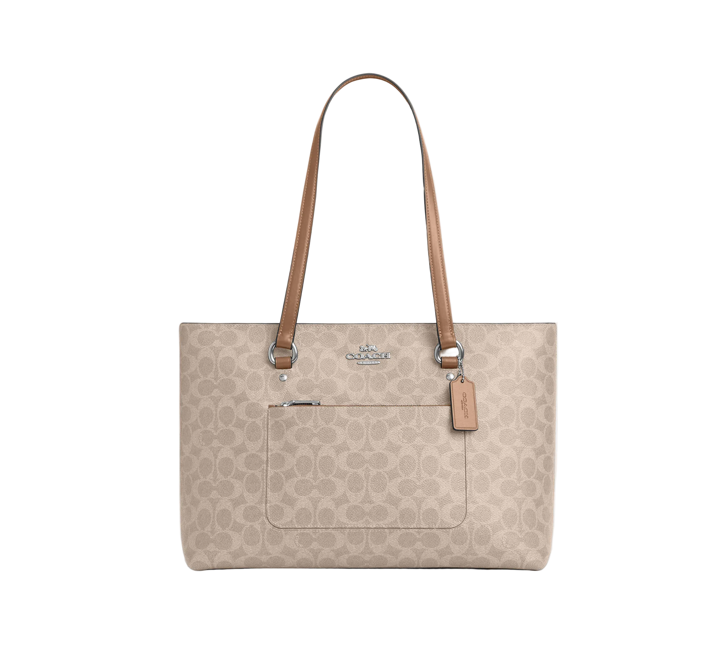STATION TOTE BAG IN SIGNATURE CANVAS SILVER/SAND/TAUPE