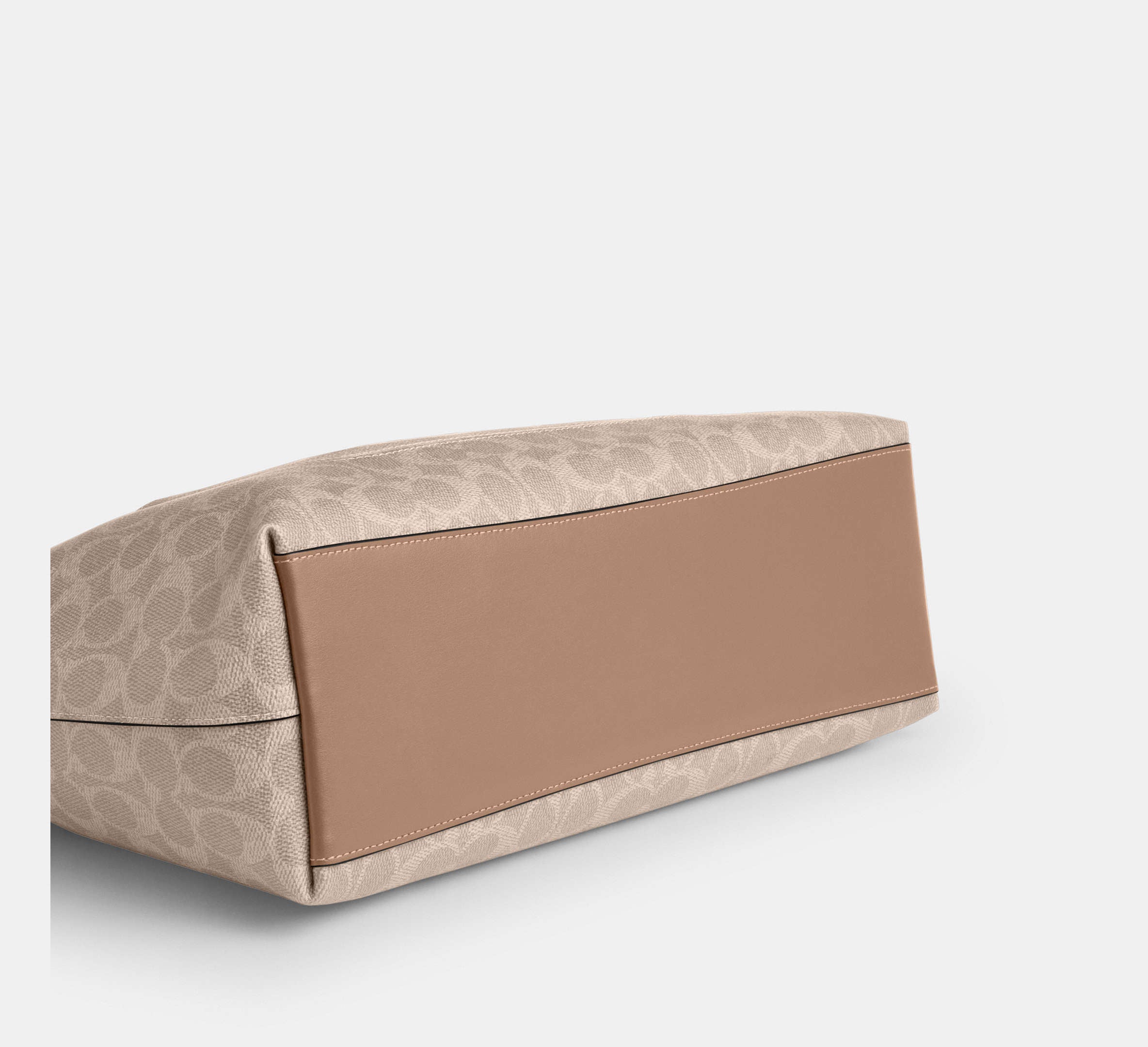 Coach Station Tote Bag in Signature Canvas in Silver/Sand/Taupe - Detail View