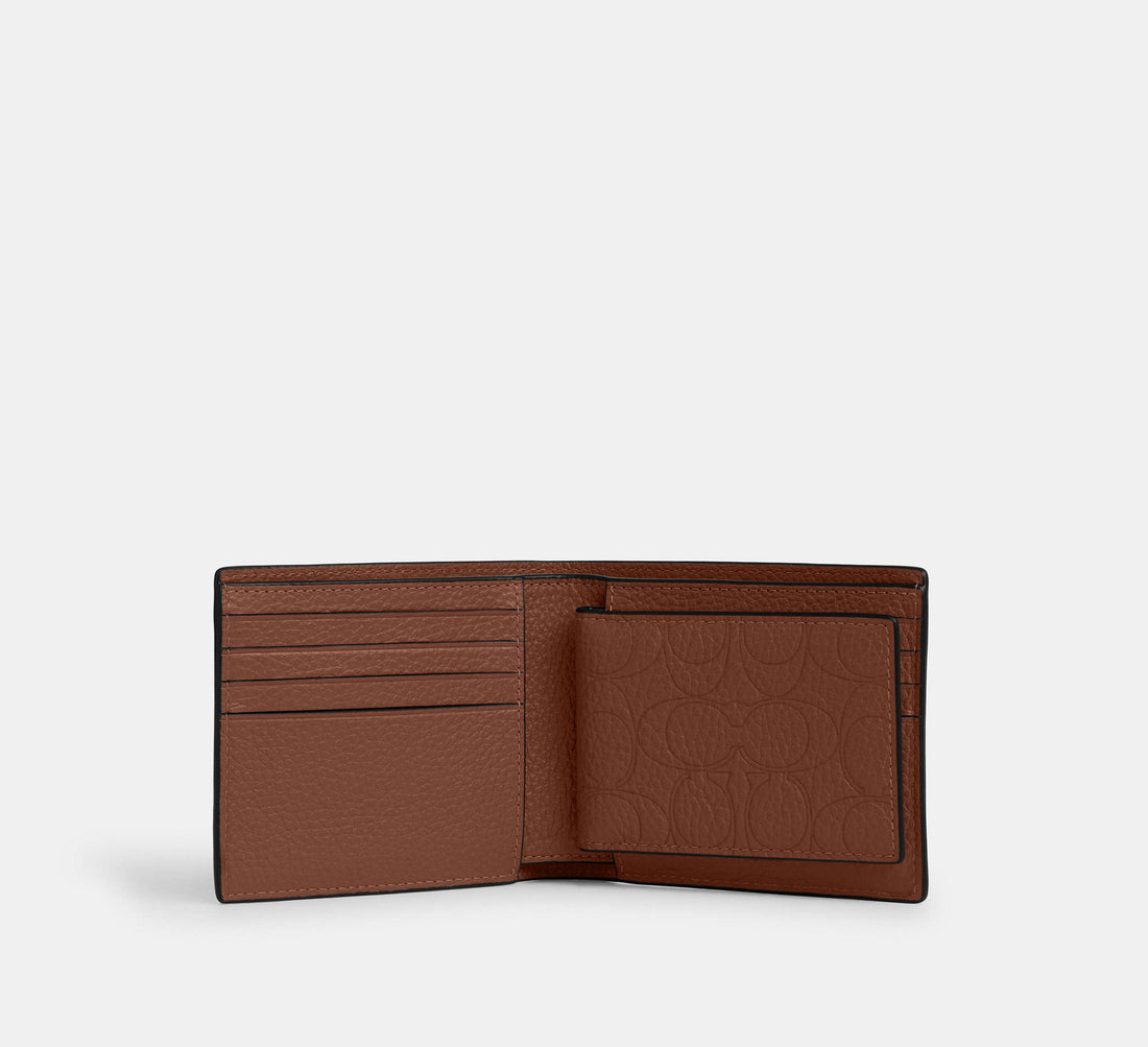 Coach 3-In-1 Wallet in Signature Leather in Pebbled Vintage Brown - Front View