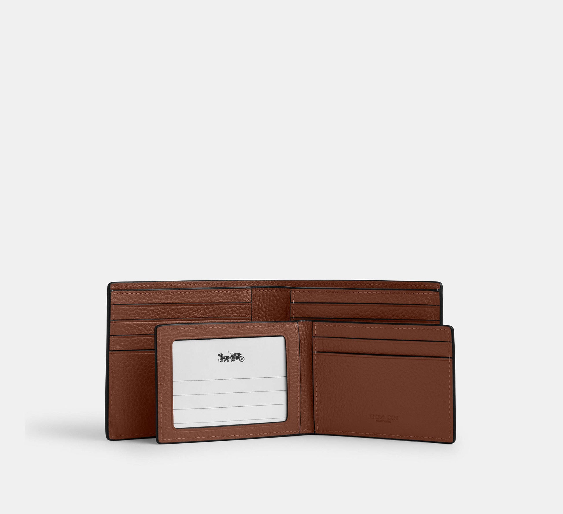 Coach 3-In-1 Wallet in Signature Leather in Pebbled Vintage Brown - Close-up Detail