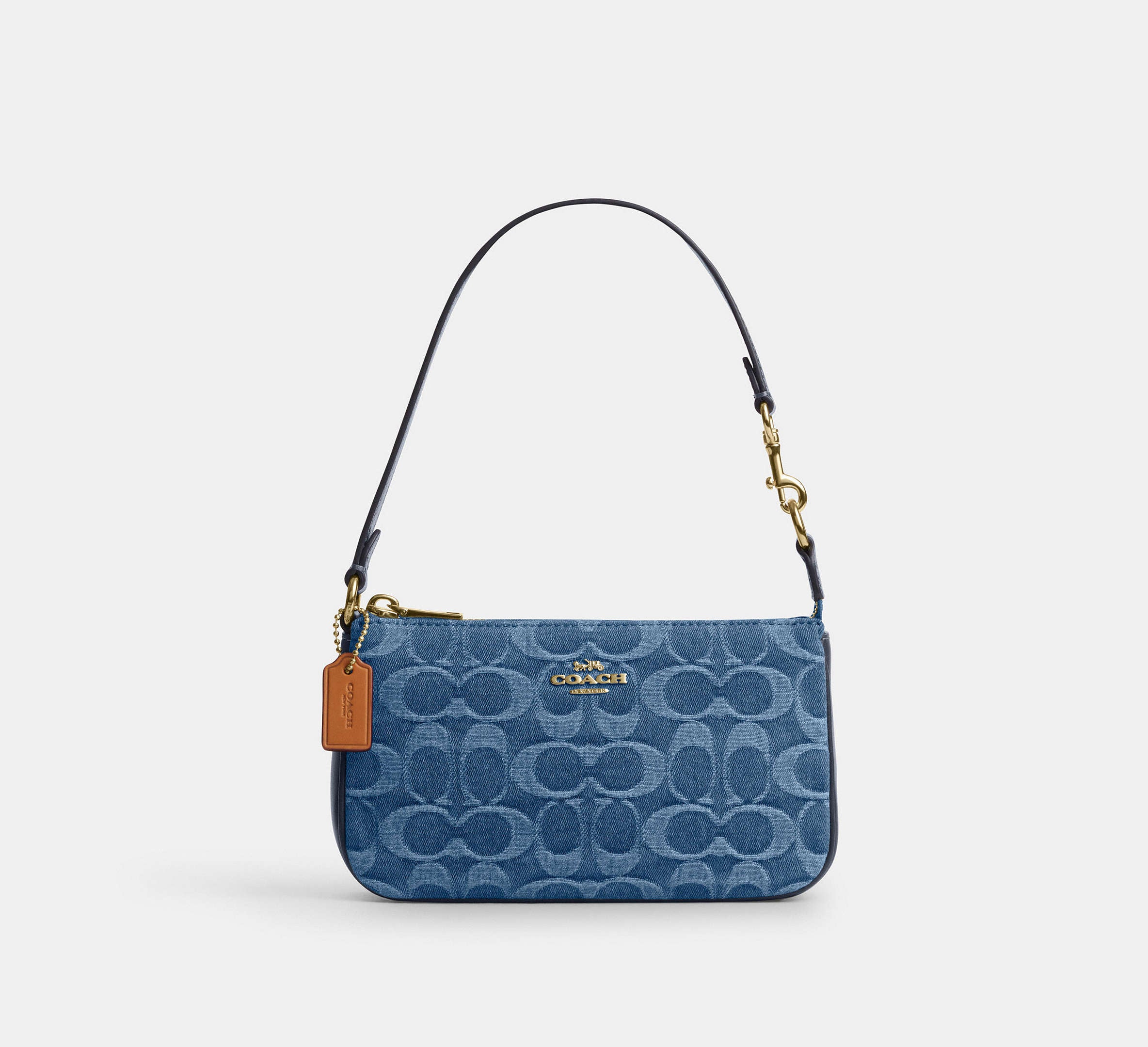 Coach Nolita 19 in Signature Denim in Gold/Indigo - Front View