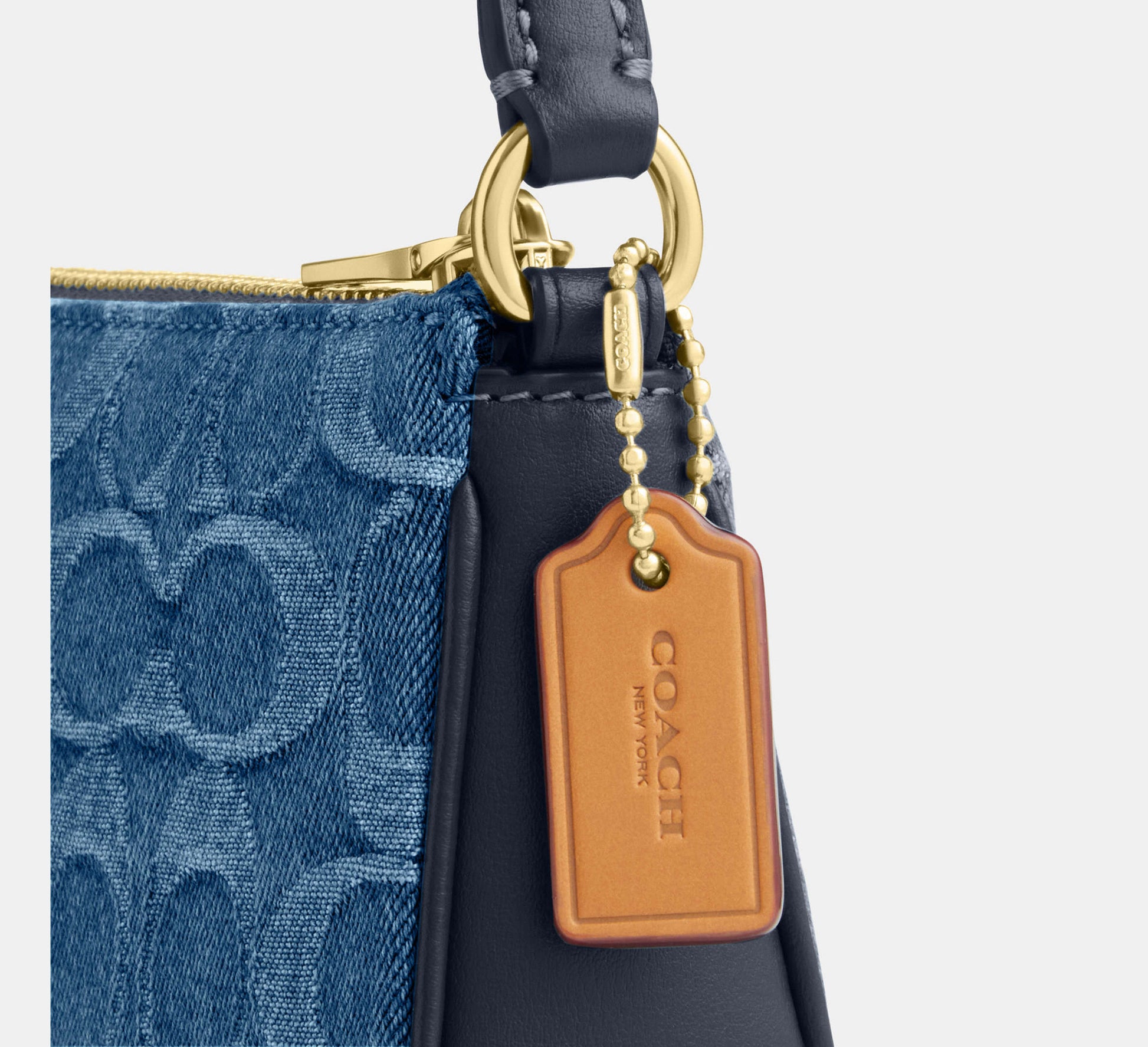 Coach Nolita 19 in Signature Denim in Gold/Indigo - Interior Open View