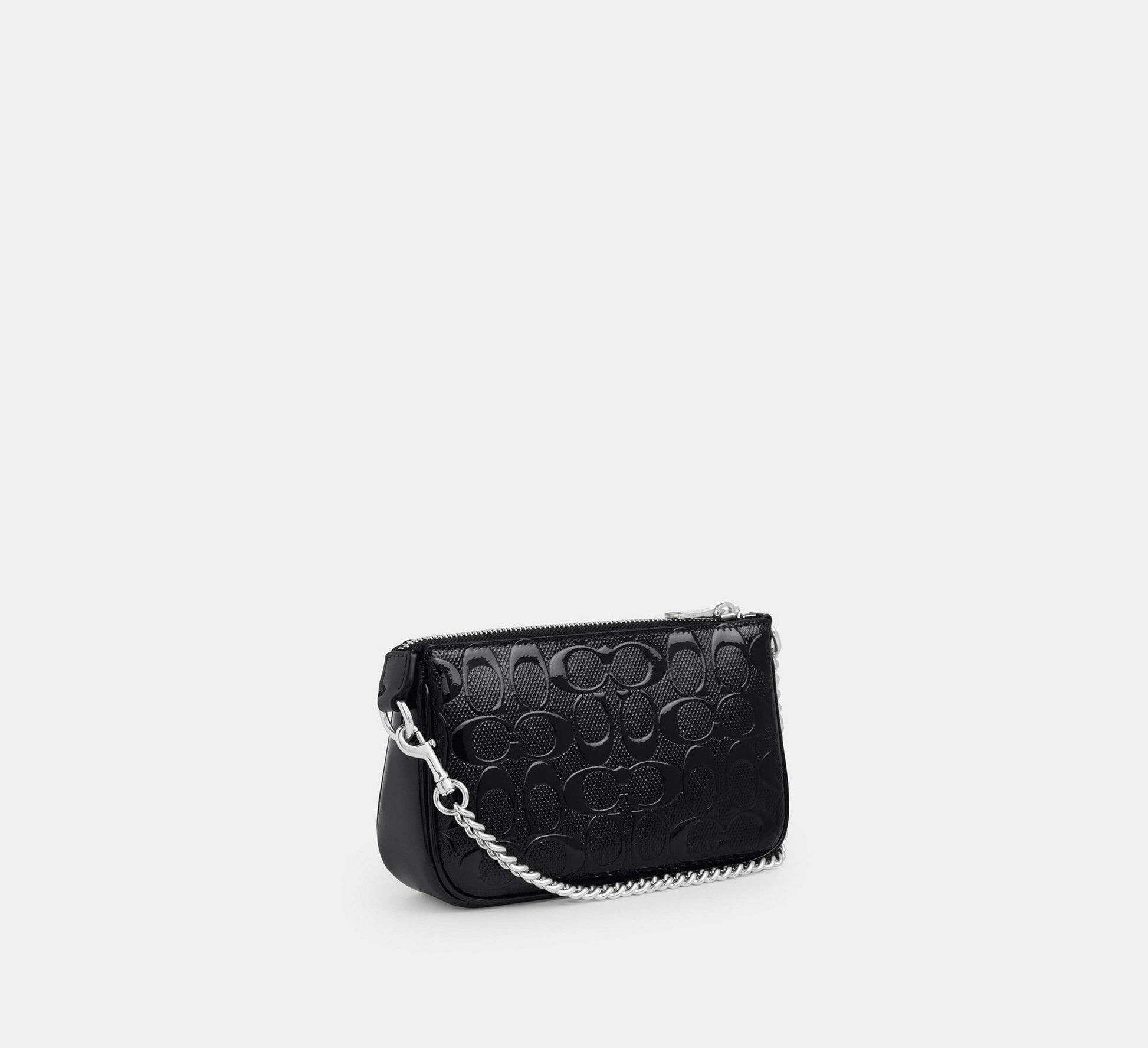 Coach Nolita 19 in Signature Leather with Heart Charm in Patent Silver/Black - Interior View