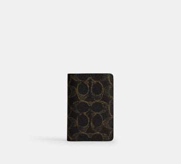 Coach ID Card Wallet in Loved Signature Canvas in Brown - Front View