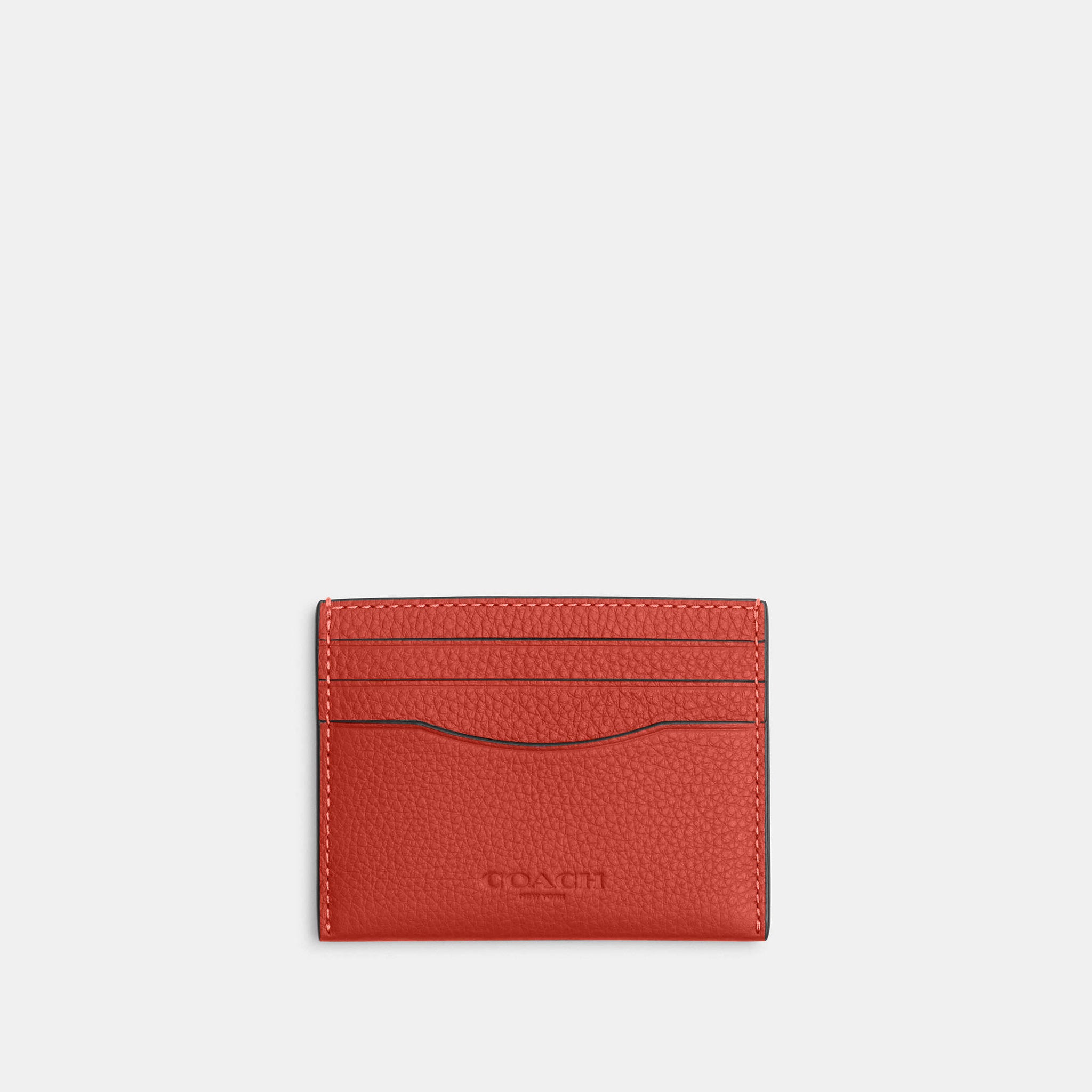 Coach Slim Id Card Case Mango in red - Front View | Authentic Coach Luxury Accessories