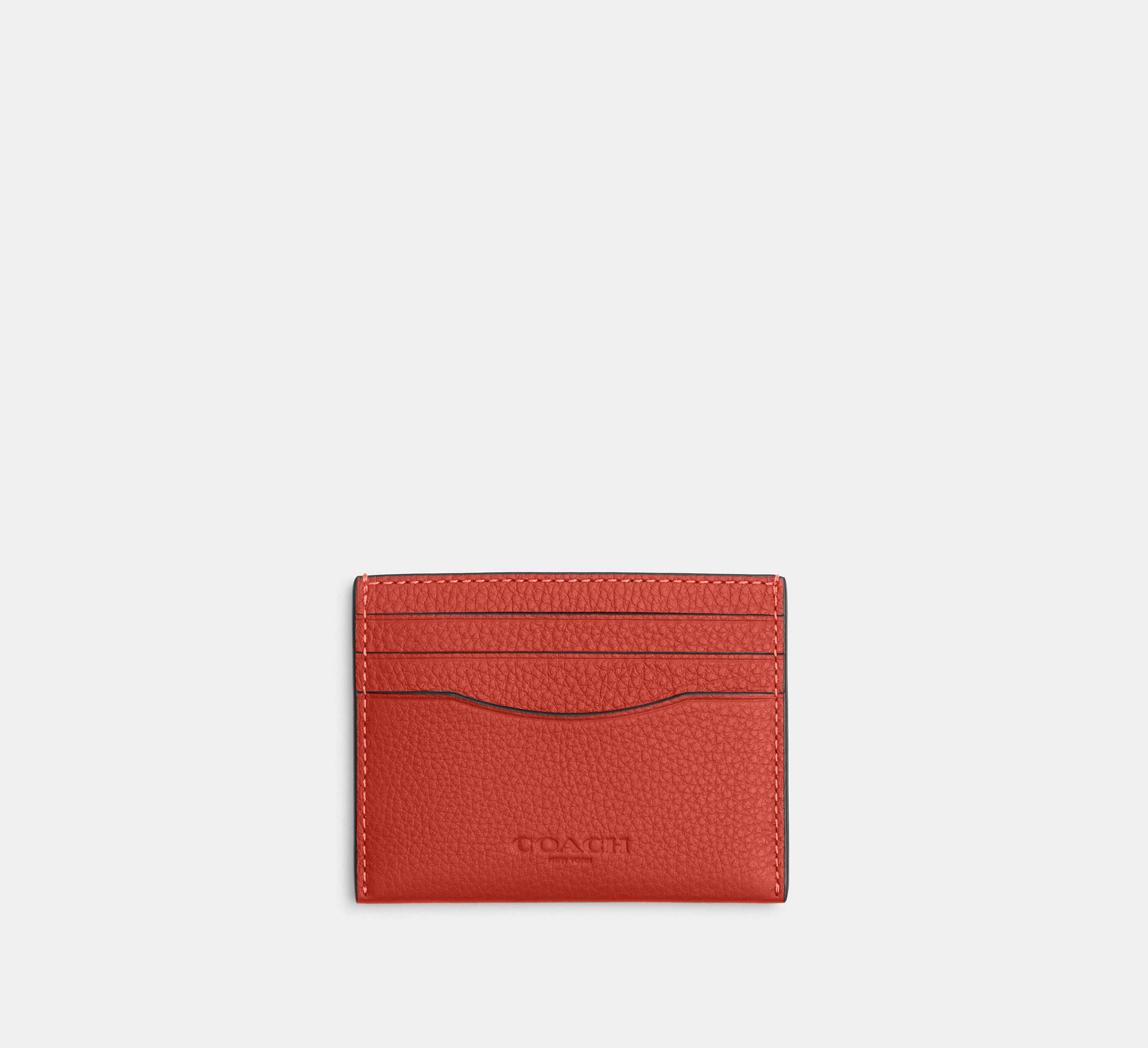 Coach Slim Id Card Case Mango in red - Front View | Authentic Coach Luxury Accessories